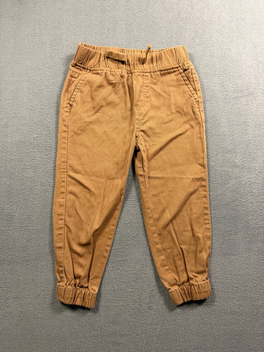 Ben Sherman Boys Tan Jogger Pants Size 4T Elastic Waist Drawstring Chino Khaki